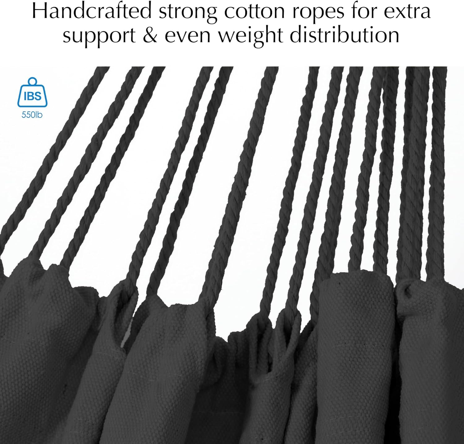 PNAEUT Hammock Chair Hanging Rope Swing for Outside Indoor for Bedroom, Outdoor, Patio (Night Gray)