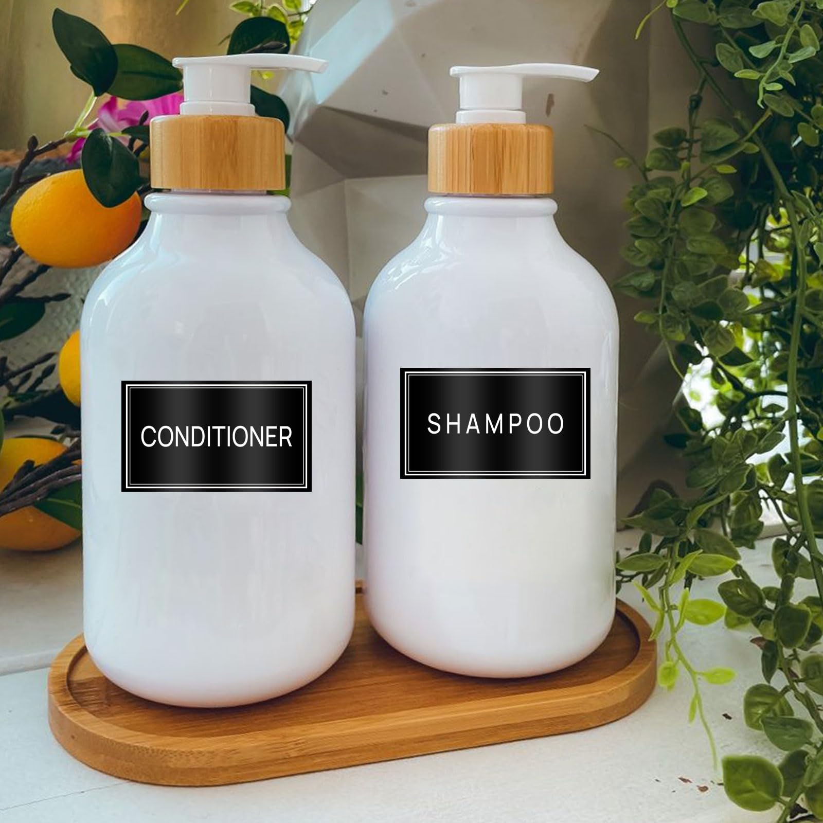 Lot De 24 Étiquettes Imperméables Pour Bouteilles - Shampoing, Savon, Lotion - Noir 8x7cm