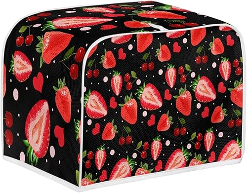 Miniatura 2 de Strawberry Love Print Tostadora Cover 2 rebanadas para electrodomésticos de cocina pequeños, panificadora, protección contra el polvo y las huellas
