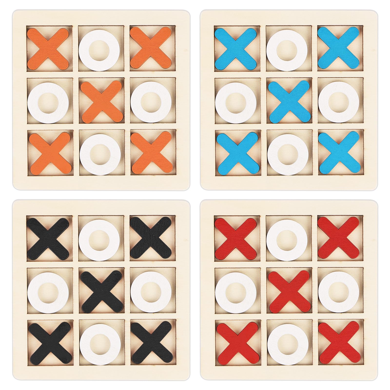 Ainiv 12 Pack Wooden Noughts and Crosses Game, Tic Tac Toe Game, XO Chess Board Game, Classic Board Games, Birthday Party Favors Family Activities