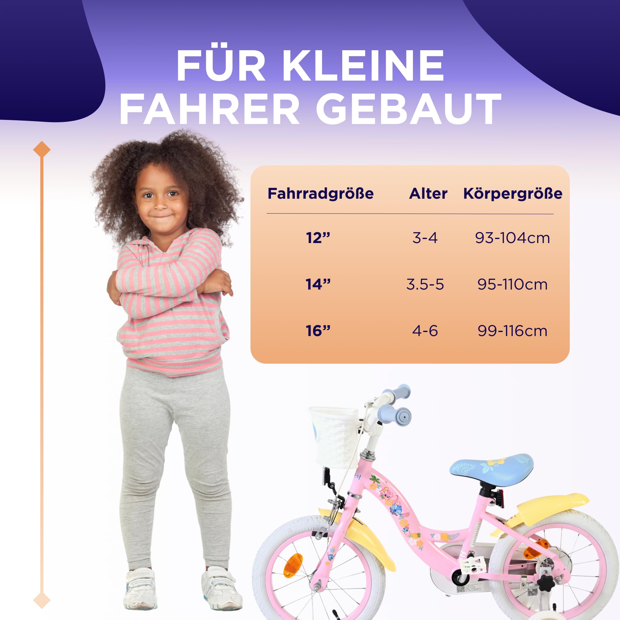Volare Kinderfahrrad 12, 14, 16 Zoll für Mädchen und Jungen 3–6 Jahre – Offiziell Lizenziert mit Charaktermotiv – Stützräder, Rücktrittbremse und Handbremse