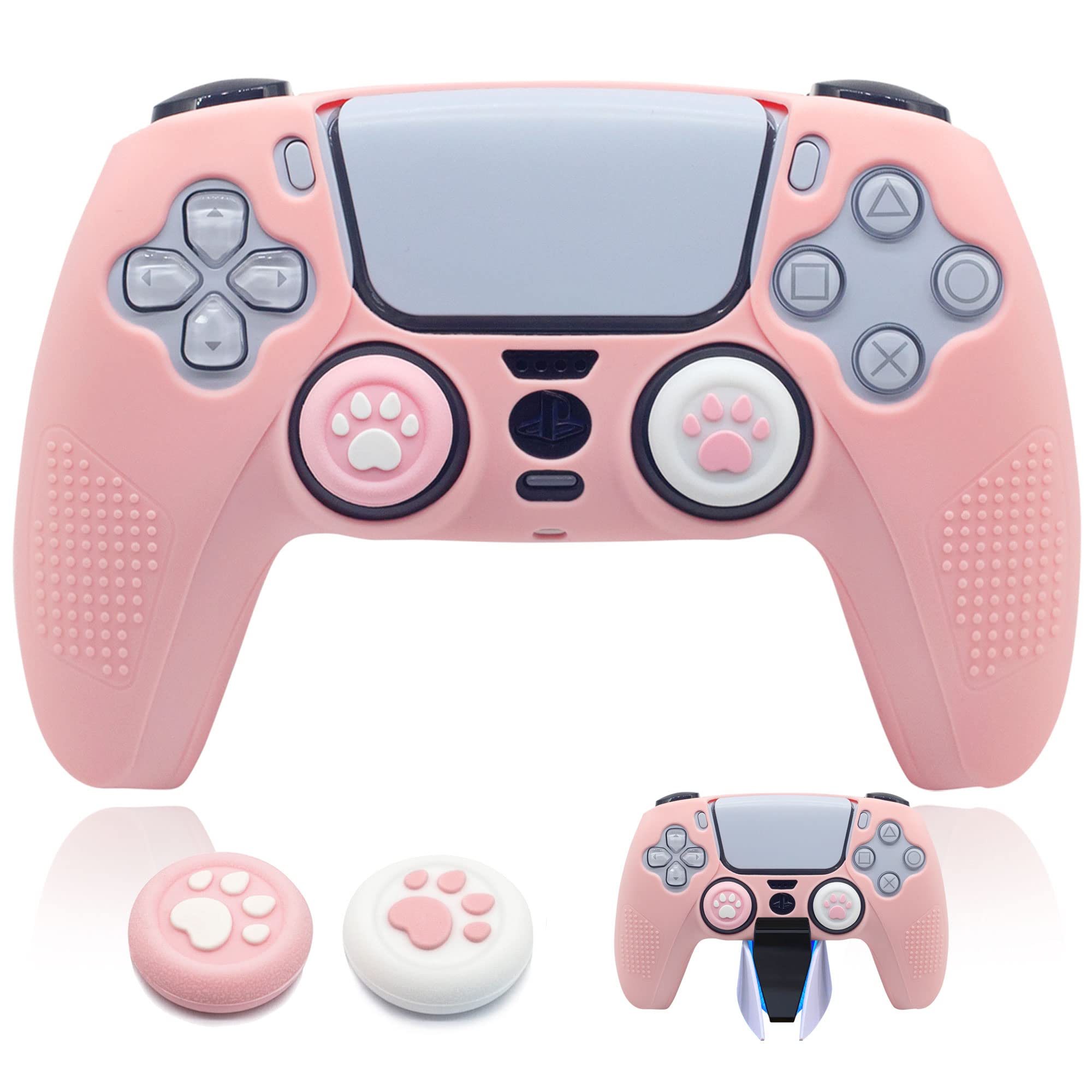 BRHE Controller Skin Grip Cover Anti-Slip Silicone Protector Rubber Case Cute Kawaii Accessories Set Gamepad Joystick Shell with 2 Thumb Grip Caps (Half Covered, Pink) (B099J6WXJ7) Amazon Price History, Amazon Price Tracker