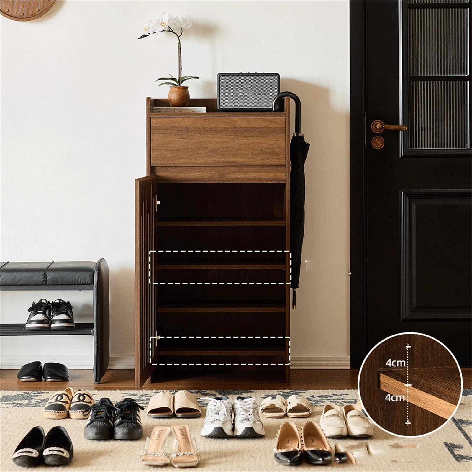 Couloir Petite armoire à chaussures en bois for appartements compacts