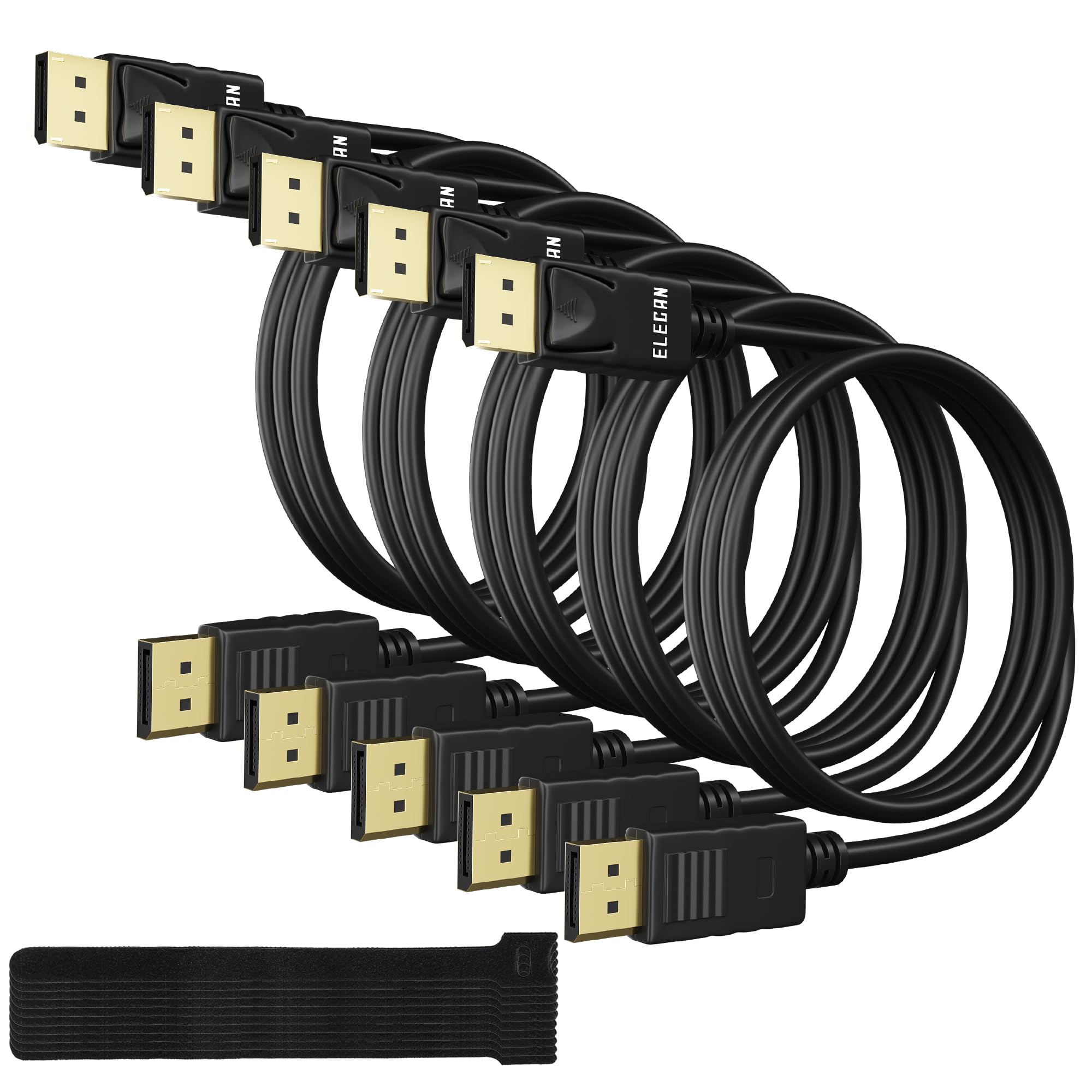 Elecan Cavo DisplayPort 1.2 certificato VESA, 4 K, 3 m, ad alta velocità DP a DP da maschio a maschio, 4K a 60 Hz, 2K a 165 Hz/144 Hz, HBR2 HDR HDCP Dolby per monitor da gioco, PC, TV, NVIDIA AMD + 10