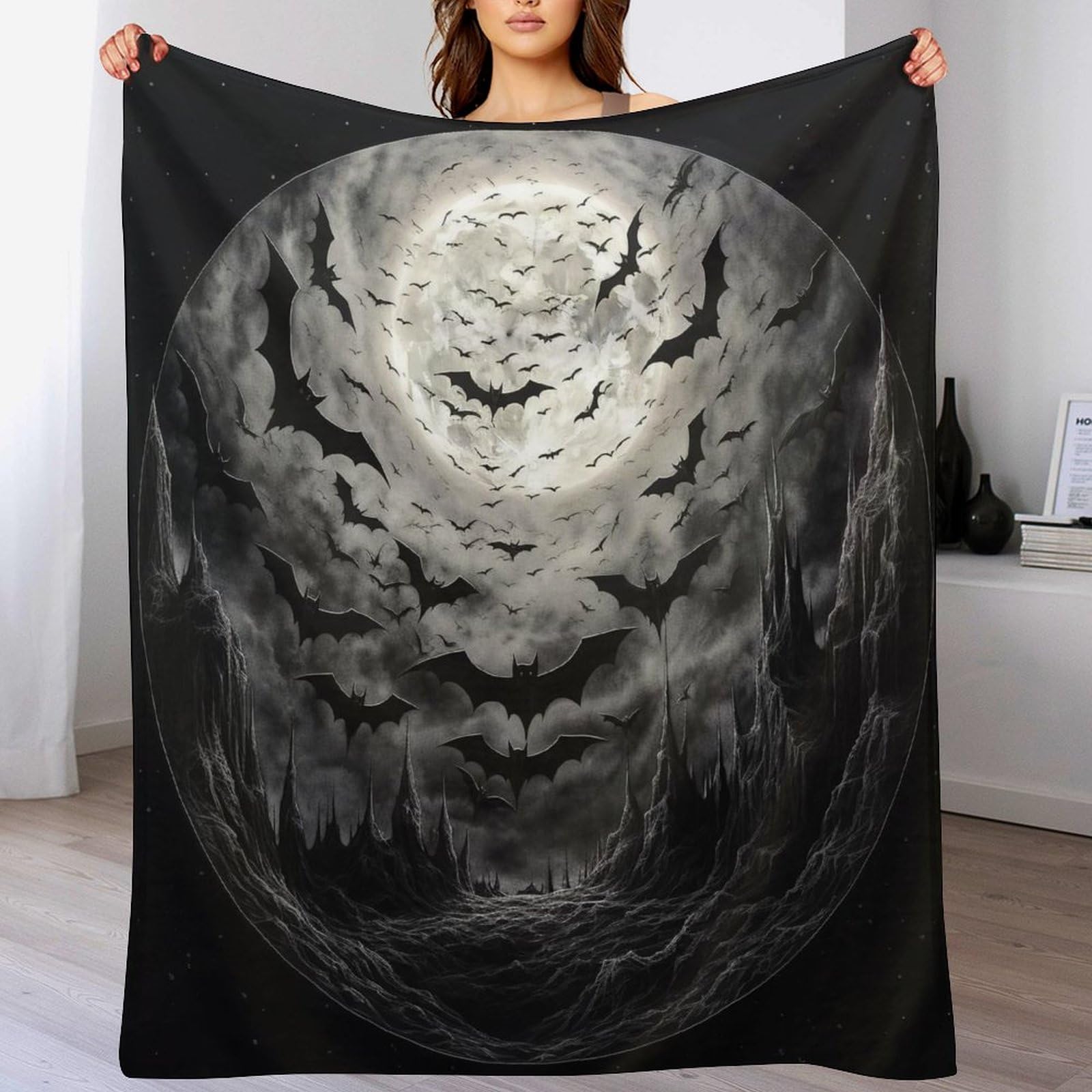 Couvertures de canapé salon douce et couvre-lit flannel chauve-souris 180x200