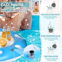 Vista 4 de Mesa flotante para piscina con tarjeta impermeable y 6 portavasos, mesa de juego inflable de 40 pulgadas para adultos, mesa de piscina flotante