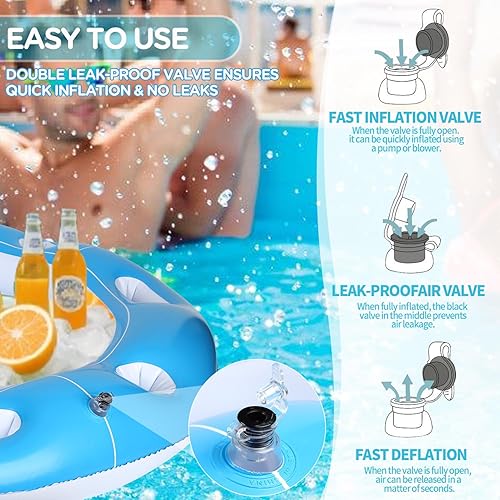 Miniatura 4 de Mesa flotante para piscina con tarjeta impermeable y 6 portavasos, mesa de juego inflable de 40 pulgadas para adultos, mesa de piscina flotante para