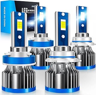 H11/H9/H8 Low Beam 9005/HB3 High Beam LED Headlight Bulbs Combo, 160W 32000LM 300% Brighter LED Headlight Bulbs, 6500K Cool White LED Headlight Conversion Kit, Pack of 4