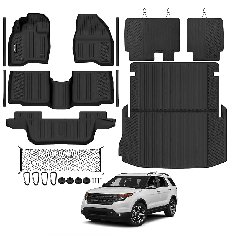 Kit de tapetes automotivos em TPE preto para Ford Explorer 2011–2014 Tongama