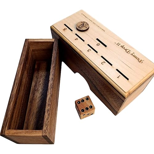 Miniatura 4 de Penny Drop II Wooden Dice Game – Handmade Family Game with Maple Wood Lid