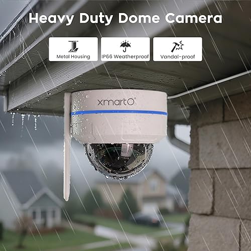 Miniatura 3 de xmartO Paquete de 2 cámaras de seguridad inalámbricas PTZ de techo de seguimiento AI 2K HD Metal Dome PTZ con seguimiento automático, audio de 2