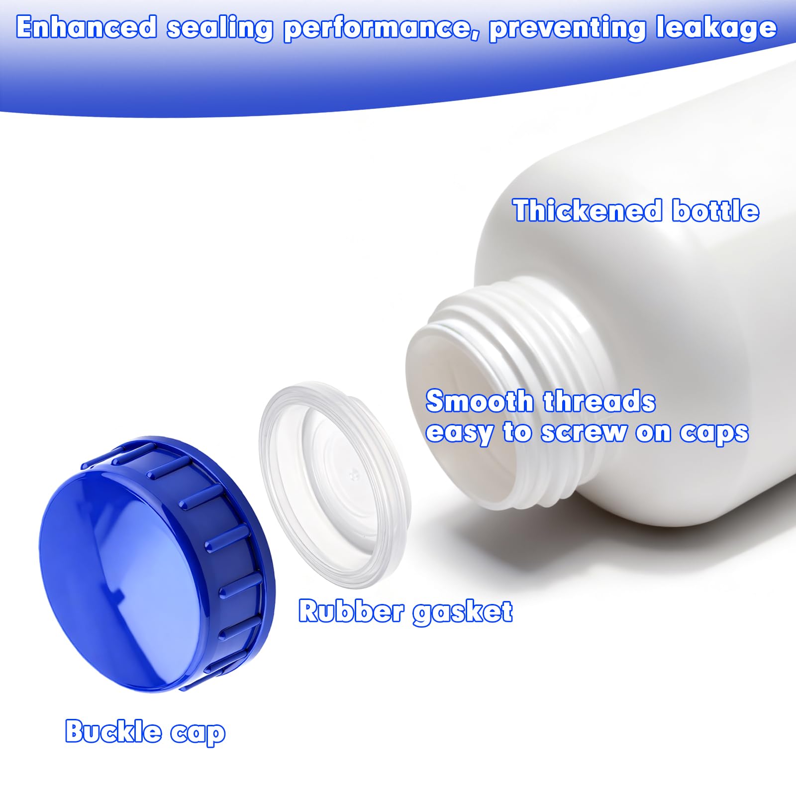 Botella de cuello ancho HDPE 1000 ml con tapón de rosca para laboratorio y productos químicos