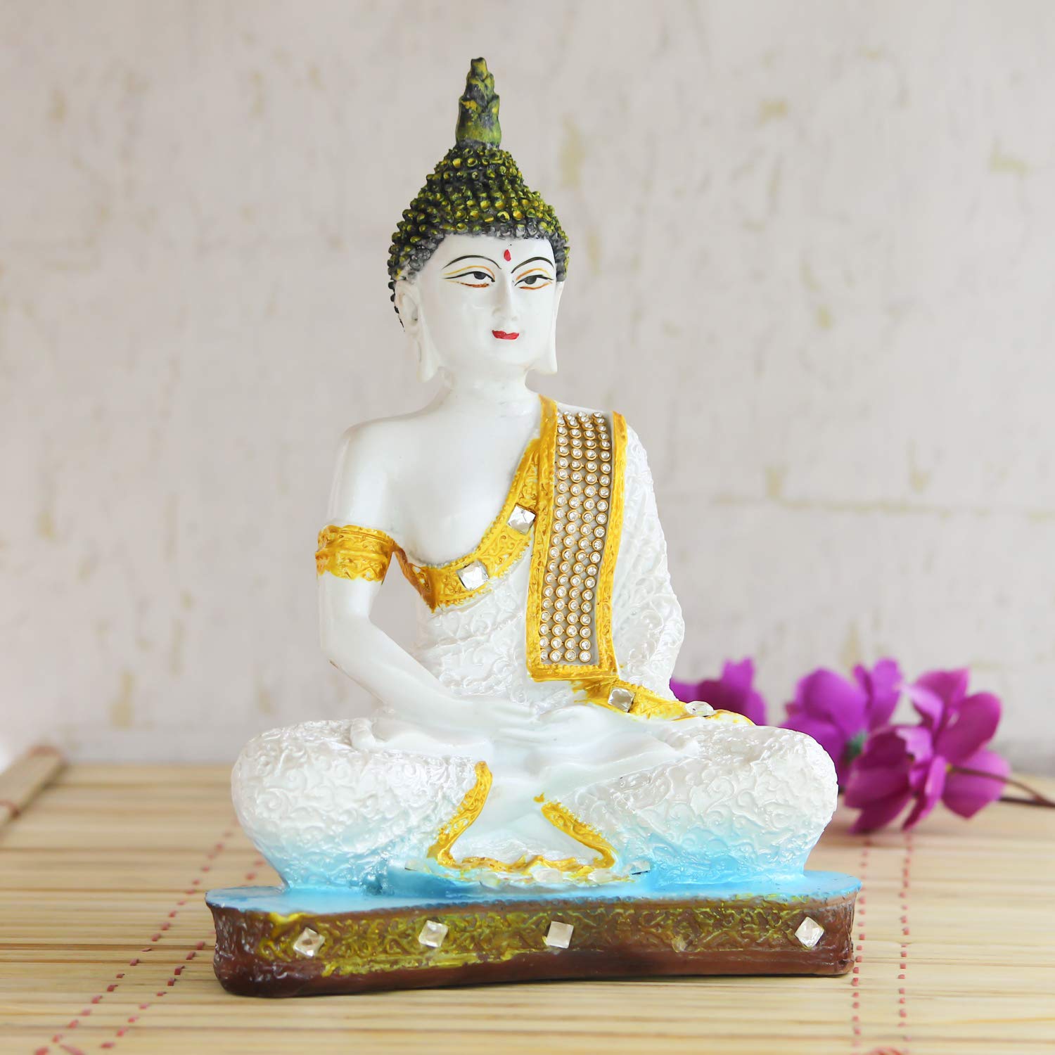 eCraftIndia Buddha Statue (15 cm x 10 cm x 27 cm, White)