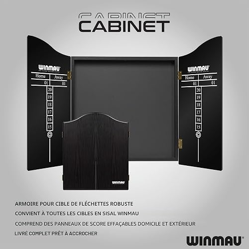 WINMAU Professional Darts Set Comprend Un Jeu de fléchettes Diamond Plus Bristle - Armoire Noire de Haute qualité - Ensemble de 2 fléchettes - Ligne Officielle oche - 4