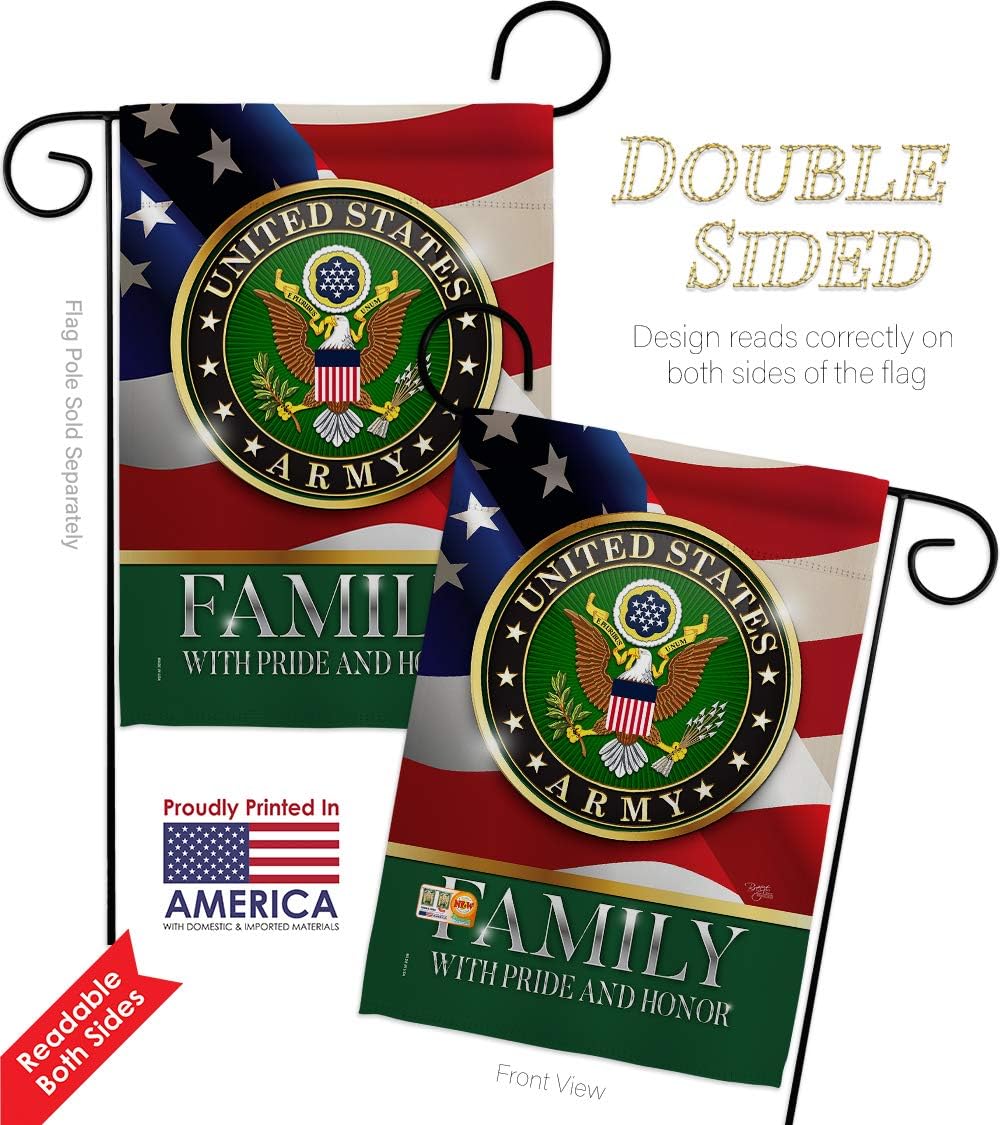 Army US Family Honor Garden Flag Armed Forces Rangers United State American Military Veteran Retire Official Small Decorative Gift Yard House Banner Double-Sided Made In USA 13 X 18.5