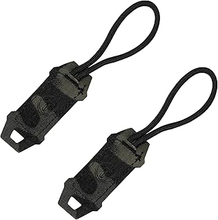 TOPTACPRO Tactical Zipper Pull Cord Hook Handle Replacement Zipper Pulls Tab 2PCS Zipper Puller for Hiking Shooting Airsoft Outdoor Activities (B:Multi-camo Black)