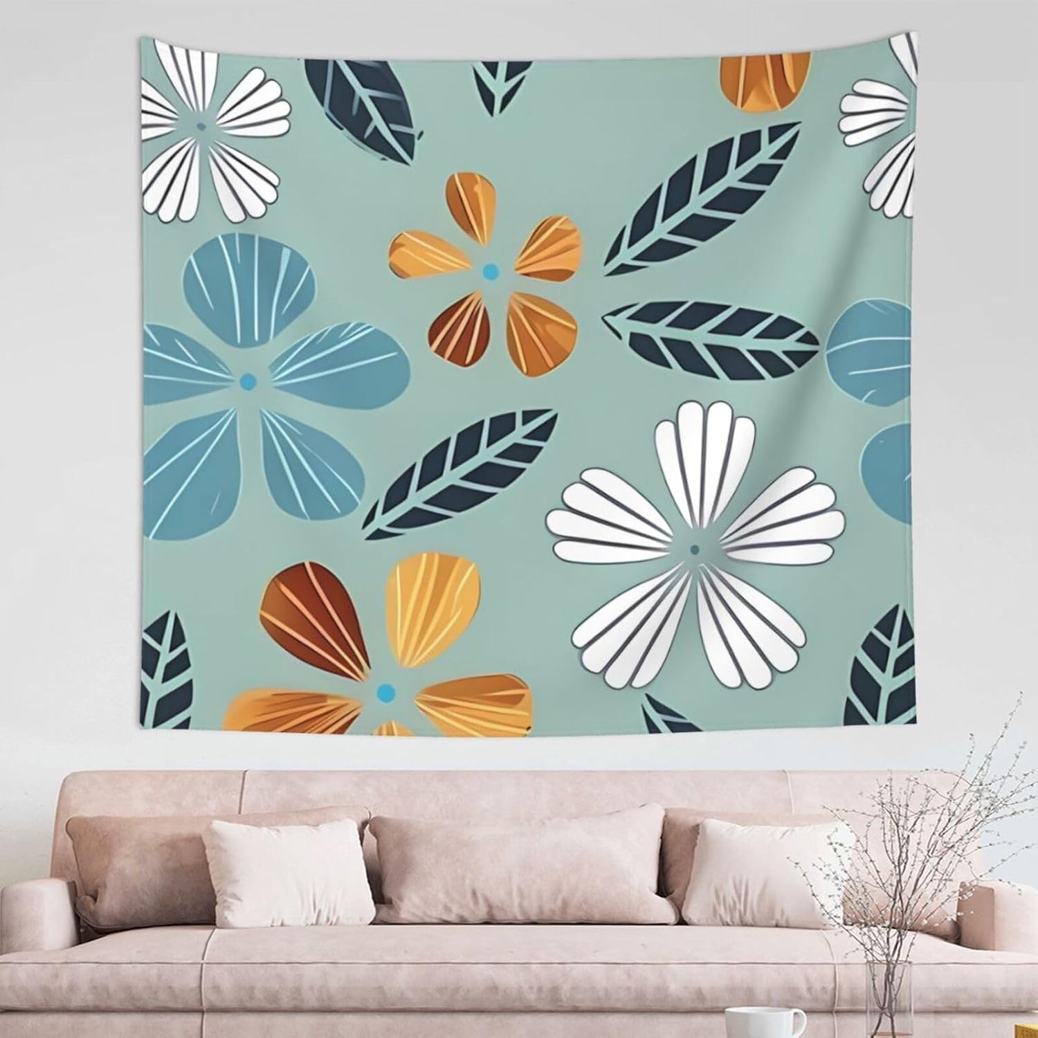 RLDOBOFE Tapestry Wall Tapestry for Living Room Light coloured floral Wall Hanging Soft Tapestries Wall Decoration for Bedroom Fashion Decor Tapestries Aesthetic Decor Tapestry (60 x 51 in)