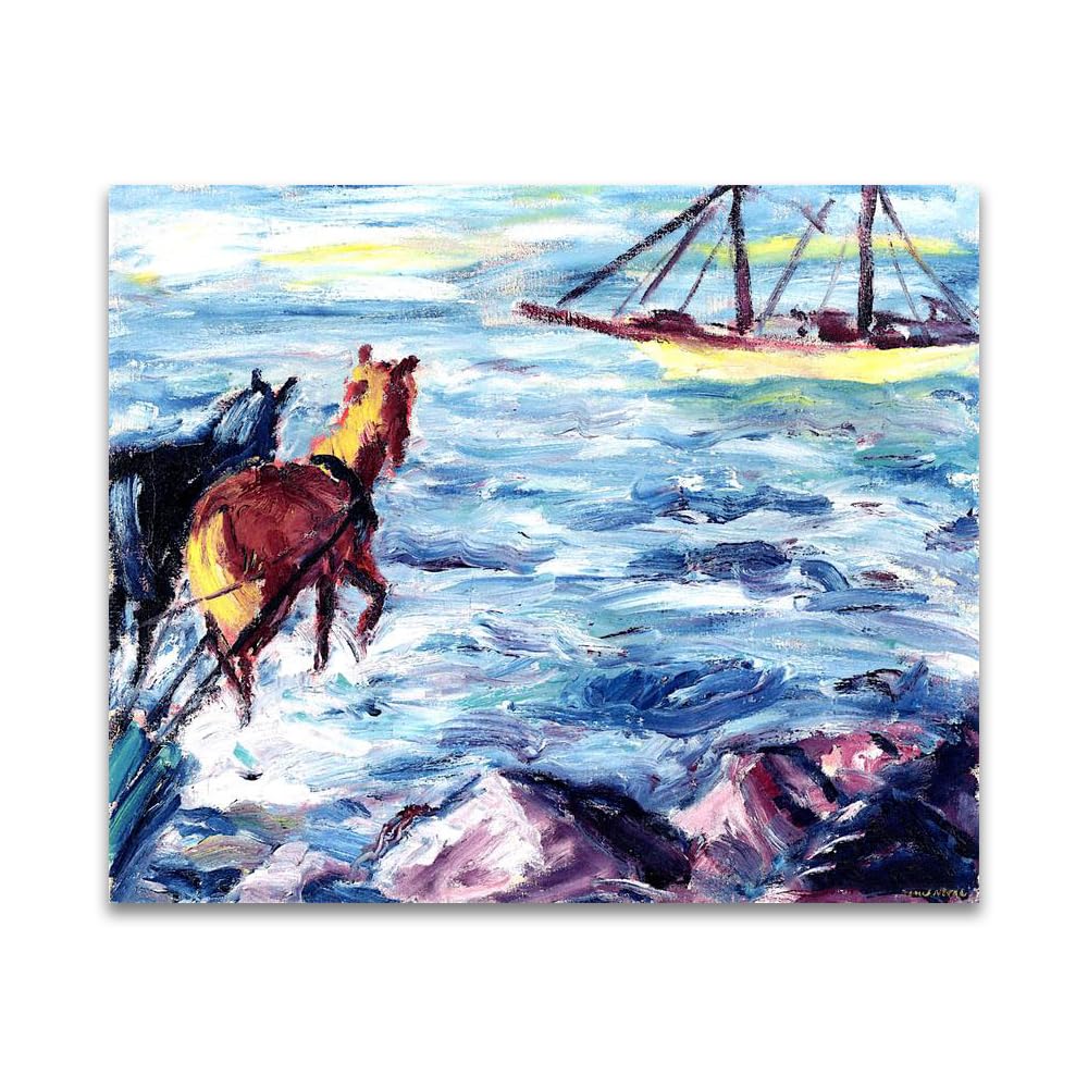 LZ6J8C9 Emil Nolde《Embarcation》Famous Canvas Paintings Reproductions.(60x70cm(23.7x27.5in)/Frameless)