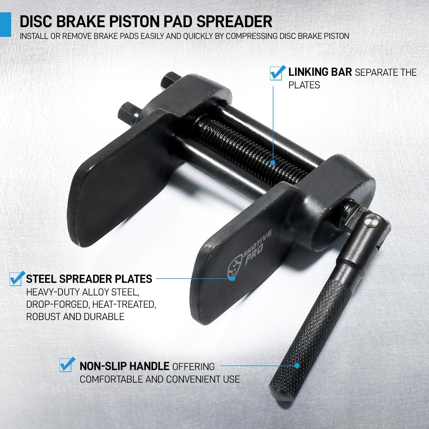 SMOTIVEPRO Strapazierfähiges Upgrade Bremssattel-Presswerkzeug, 0–85 mm Scheibenbremsbelagspreizer, trennt Kolben, Bremssättel, kompatibel mit Auto, LKW und Motorrad