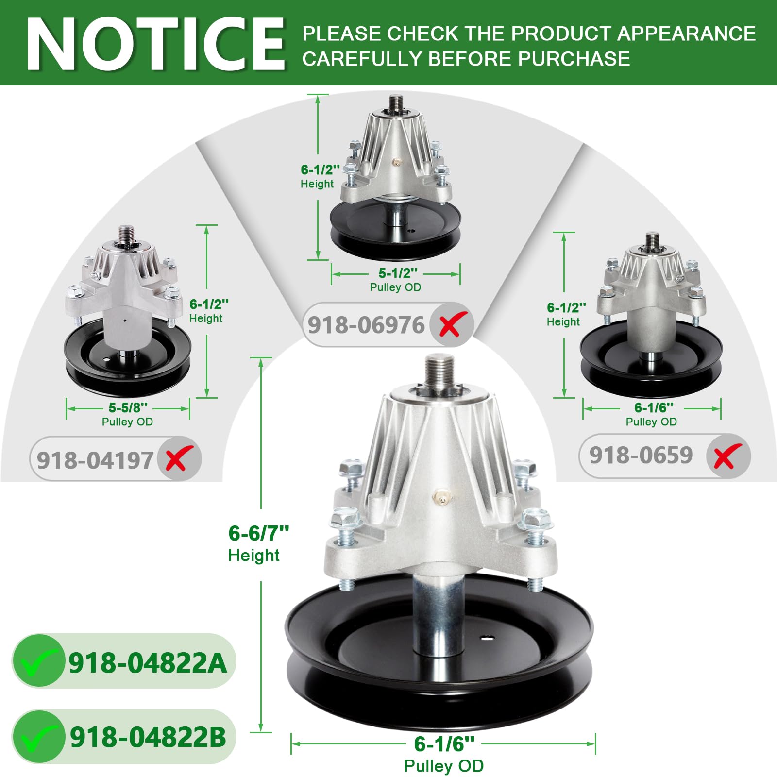 Kit de reconstrucción de cubierta de cortacésped para Cub Ca det Ultima ZT2 ZTS2 ZT3 de 60 pulgadas, incluye 3 husillos 918-04822b 918-04822a 618-04822b, 3 cuchillas 742-05620 742P05622b 0 4900