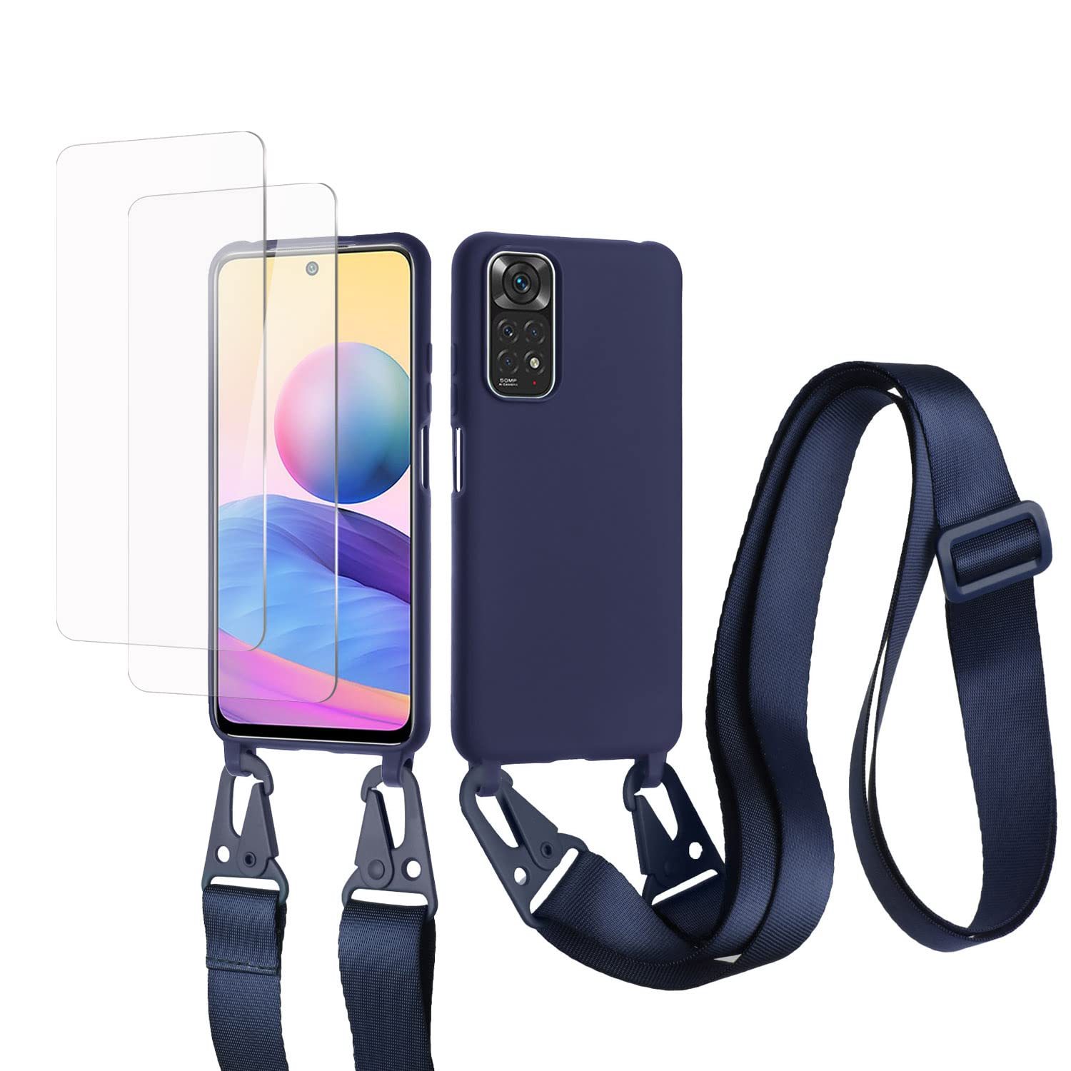 vrupin Funda Compatible con iPhone 13.con (2 x Protector Pantalla)con Cuerda Case con Ajustable Cordón.Silicona Líquida Funda-Loto Color — view 16