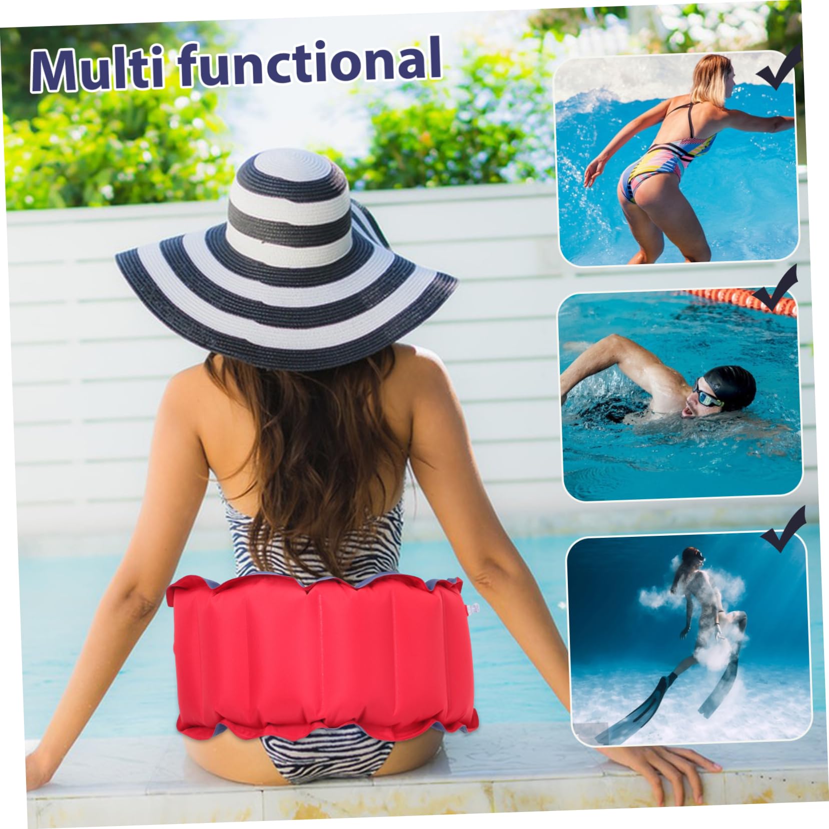 HEMOTON Adjustable Inflatable Swim Floating Belt High Buoyancy Waist Belt for Beginners Durable Air Tight Design with Quick Release Buckles Easy for All Ages Swim Training Equipment