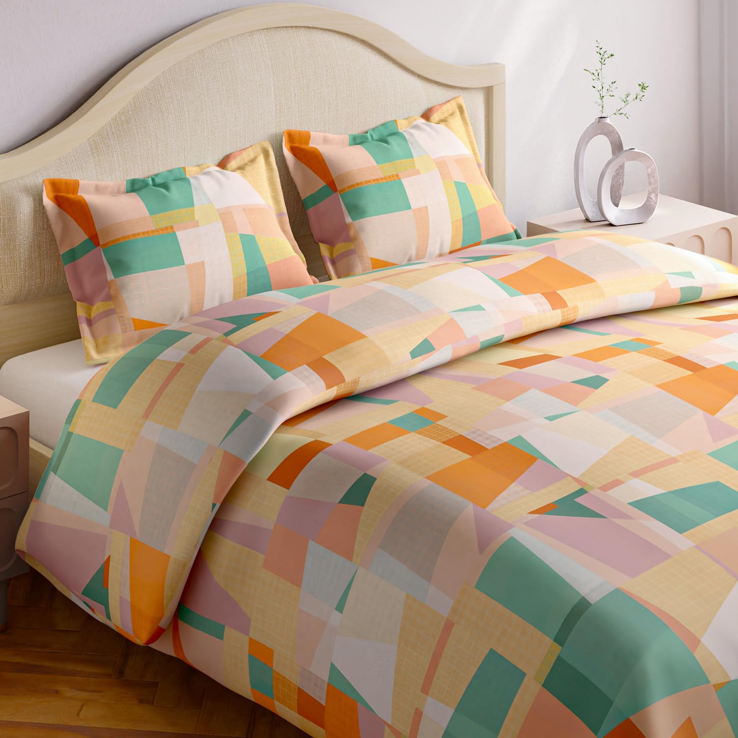 haus & kinder 144 TC Pure Cotton Bedsheets King Size Bed Sheet for Double Bed with 2 Pillow Covers-Island Bloom Bedsheet
