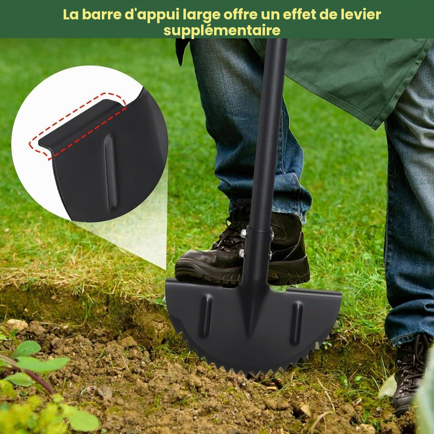 FLY HAWK Coupe Bordure Manuelle, 86-106cm Outil de Bordure de Pelouse Manuel avec Réglable Poignée en T, pour Paysages, Allées, Parterres de Fleurs, Trottoirs, Terrasses/Noir