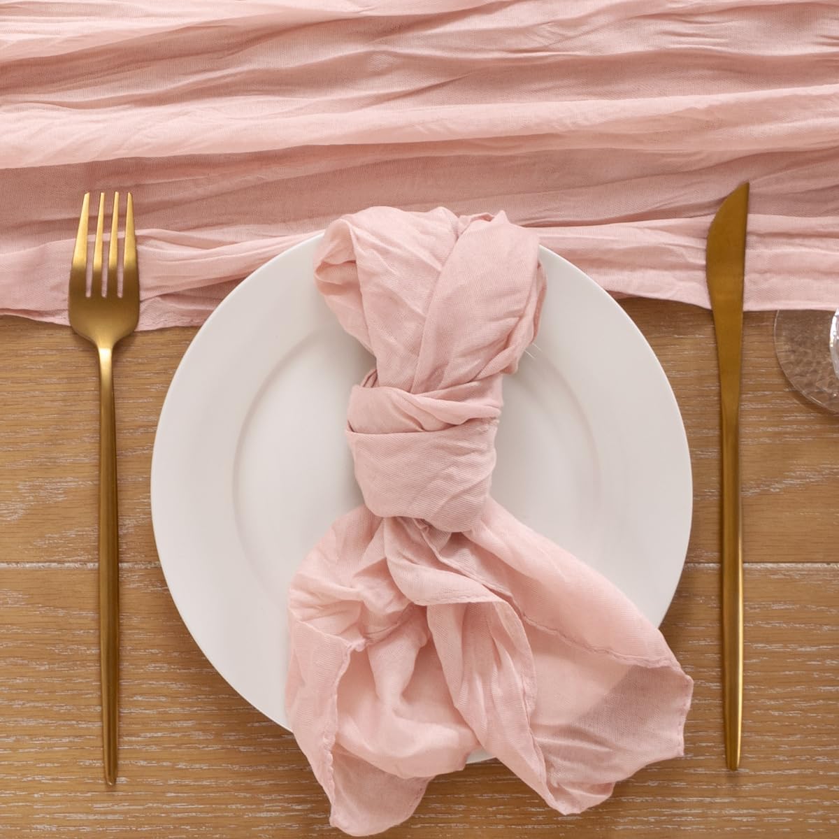 60pcs Dusty Pink Easter Cheesecloth Napkins Spring Washable Boho Rustic Gauze Table Cloth Napkins Bulk 21x21 Inches for Wedding Party Bridal Baby Shower Birthday Table Decor