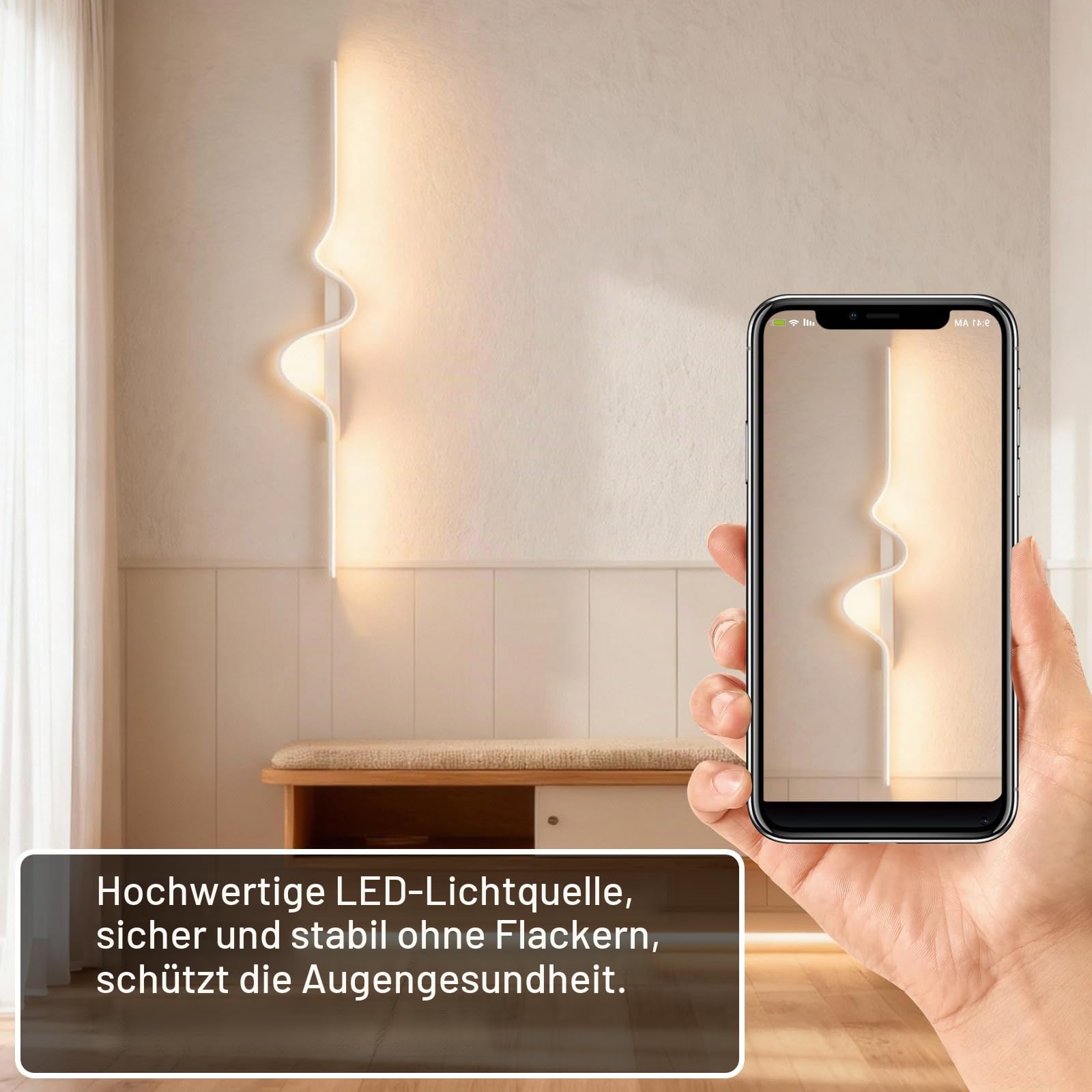 LED Wandlampe innen 13W 2000LM Wandleuchte Dimmbare 80CM Longue | Wandbeleuchtung mit Fernbedienung,10%-100%,3000K-6000K, für Schlafzimmer Korridor Wohnzimmer Treppe Kinderzimmer Büro Küche