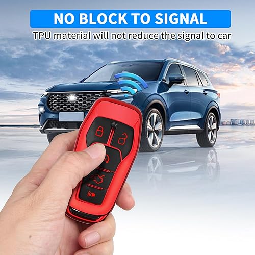 Miniatura 4 de QBUC Funda para llavero Ford con llavero, carcasa de llave compatible con Ford Explorer F150 Lincoln MKC MKX MKZ Fusion Mustang Edge Accesorios de
