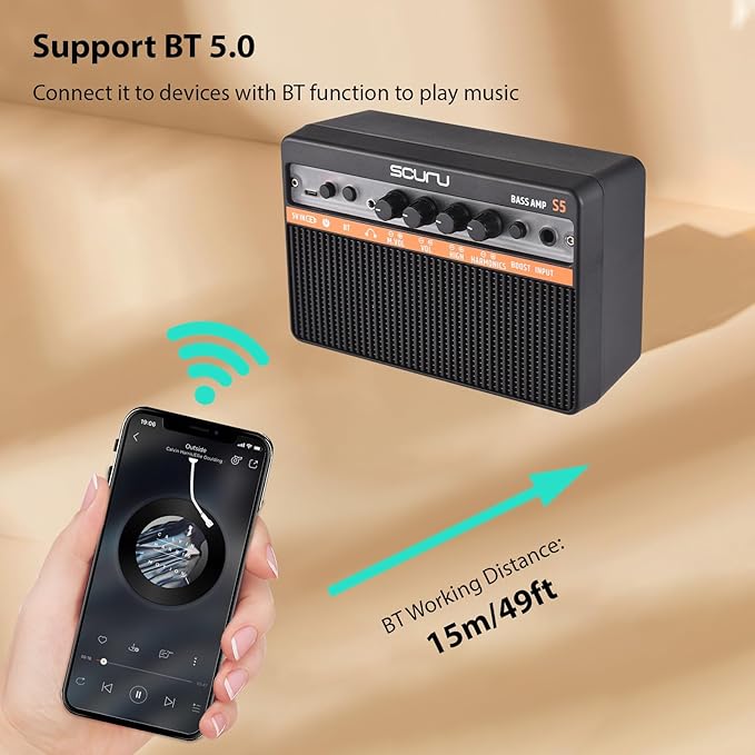 Amplificador portátil para bajo de 20W con batería recargable miniatura 2