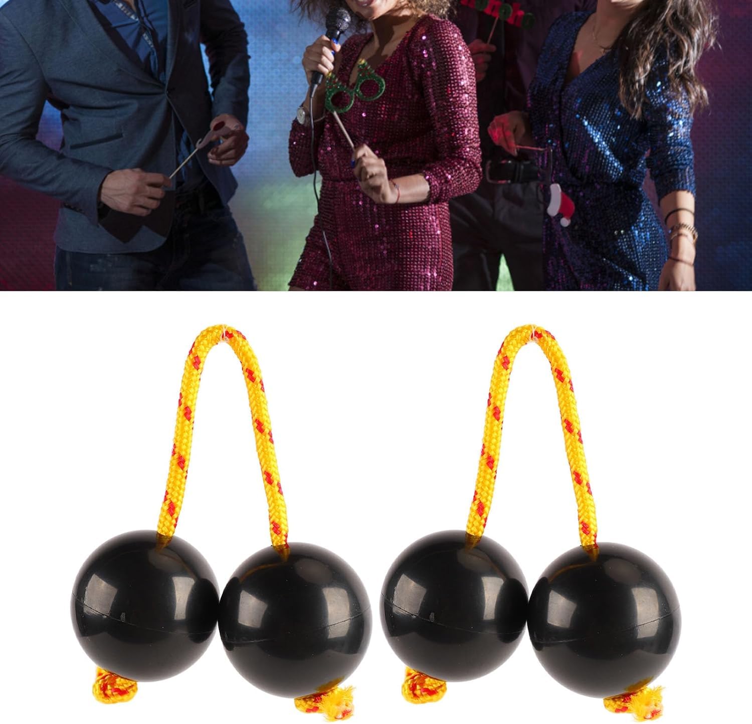 Zhenghebuy Aslatuas Rhythmic Ball,2 Pair Kashaka Aslatua Shaker Instrument,Music Egg Shaker,Double Gourd Percussion,Asalato Fingertip Drum Balls - Image 4