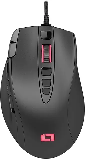 Imagen relacionada con LIONCAST LM25 Ratón Gaming con Cable - Sensor Óptico Ergonómico de 12000 dpi, 13 Botones Programables, Luz LED RGB de 16,8 Millones - Compatible con Ordenador Portátil - Accesorios para Jugar