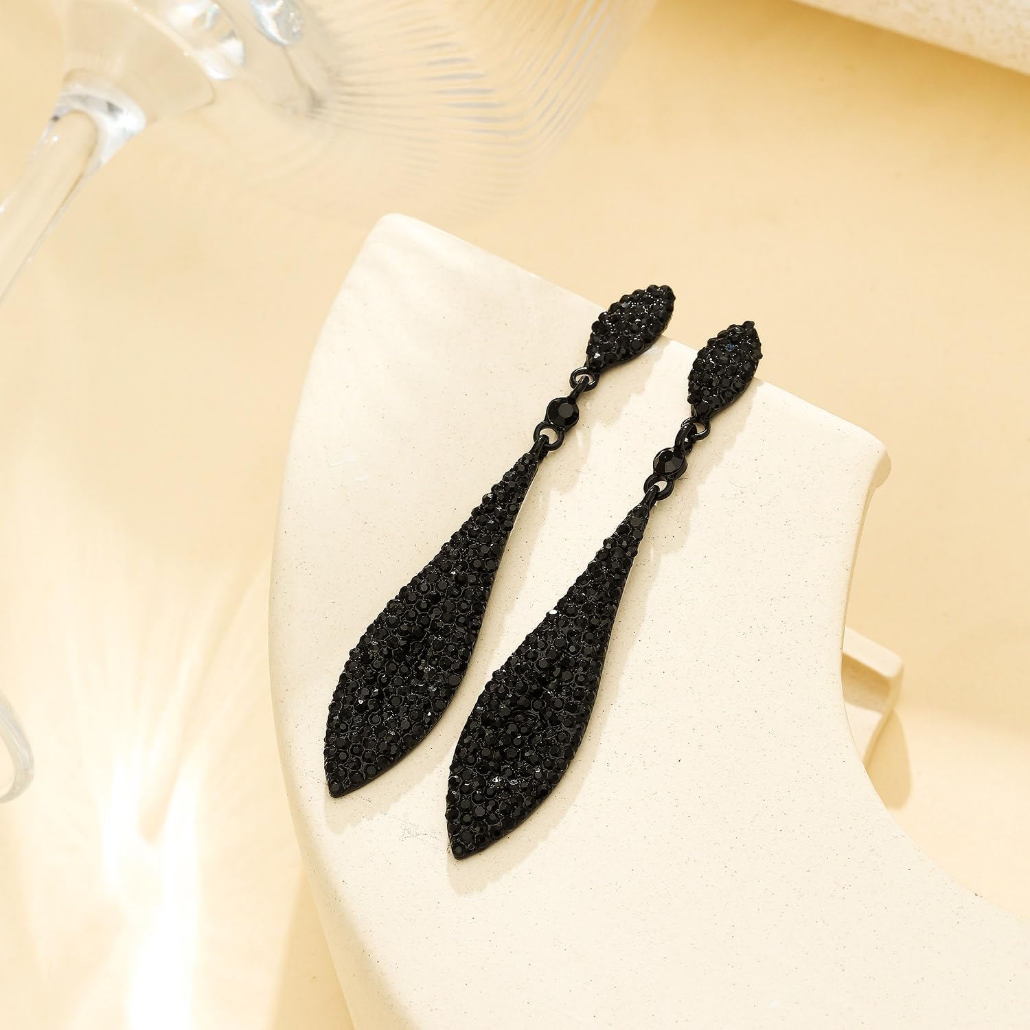 Rhinestone Statement Earrings Double Waterdrop Earrings Cluster Crystal Drop Dangle Earrings Prom Party Wedding Earrings for Women - Image 5