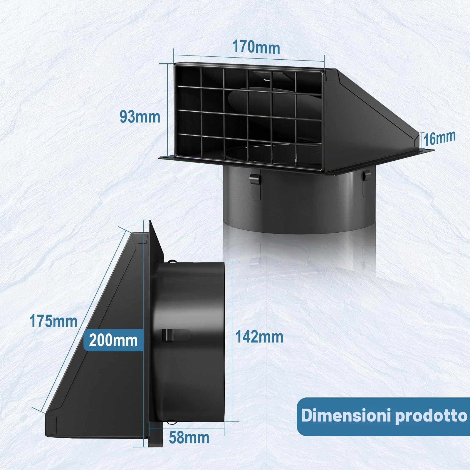 Hon&Guan Griglia di Protezione da 150 mm con Soffietto Antiritorno, Copertura per Ventilazione, Aria Uscita per Muri Esterni, Cappotto di Cucina, Ventilatore da Camera, Asciugatrice, Tubi di Scarico