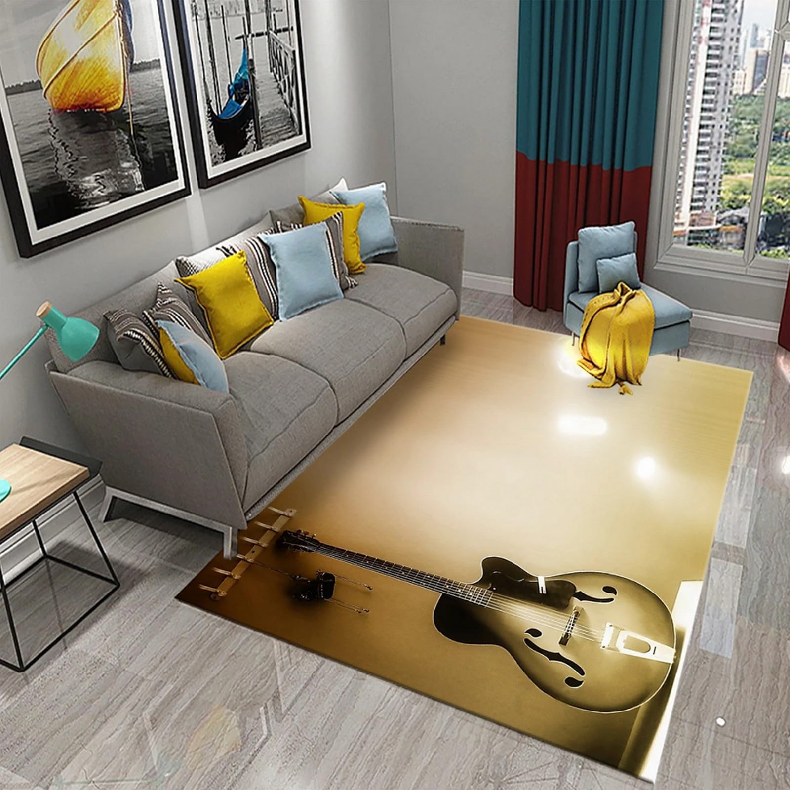 Modello Di Strumento Musicale Morbido Tappeto Per La Cameretta Dei Bambini Con Stampa 3D 90 X 150 Cm - Tappeto Antiscivolo A Pelo Corto - Lavabile - Antimacchia, Non Perde Pelucchi: Ec -69715589751246