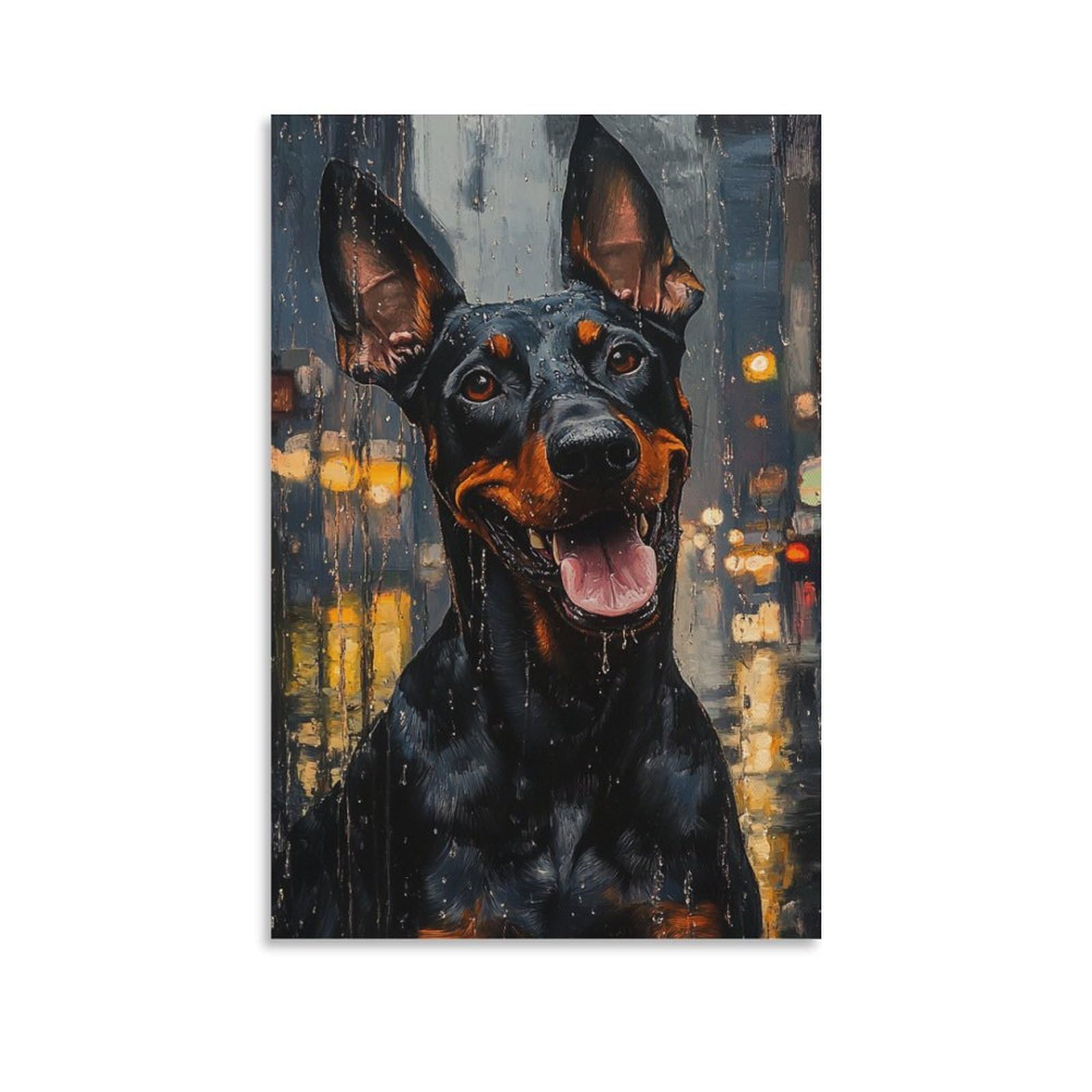 Impression sur toile Doberman 50x75cm pour decoration murale de maison