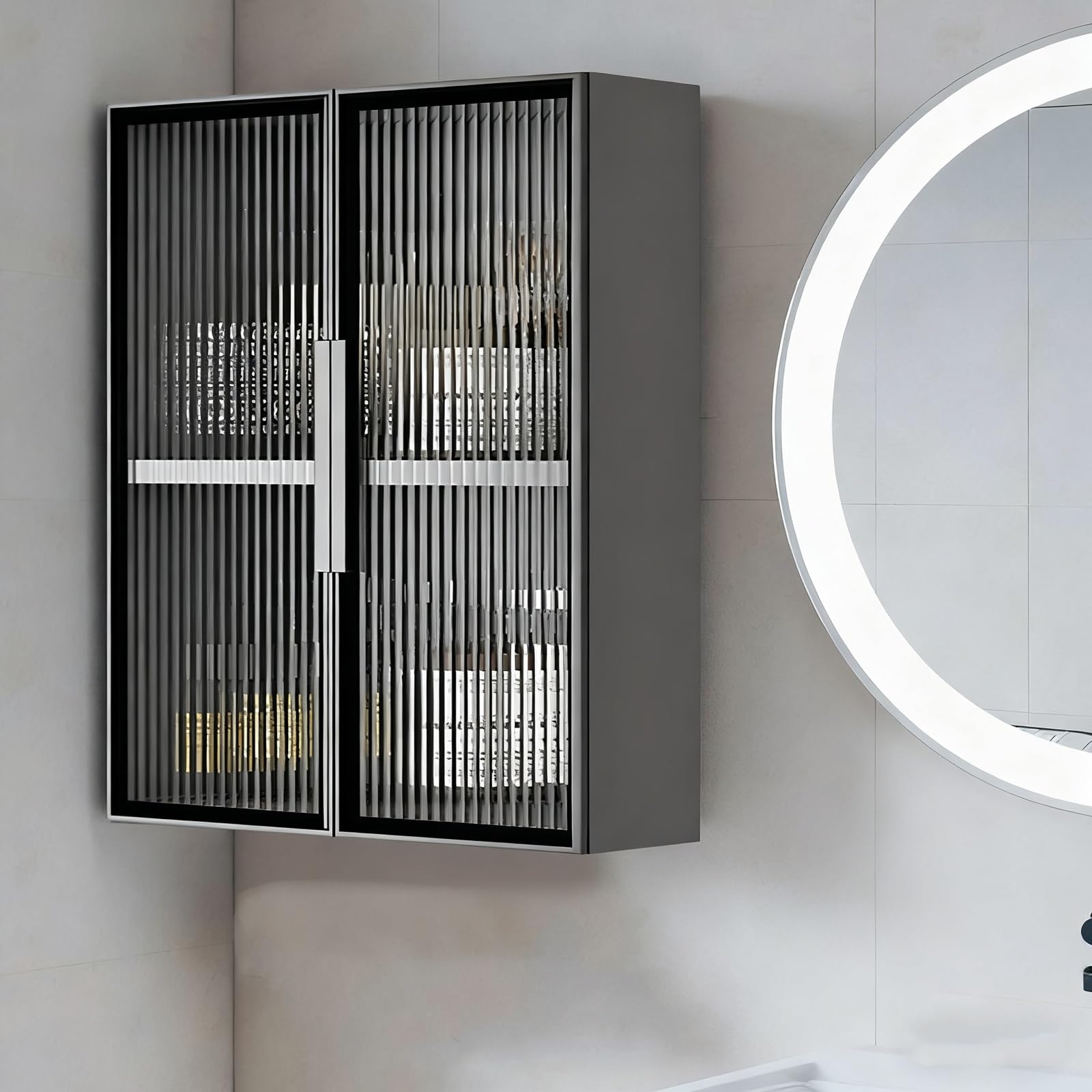 Armadietto da parete in metallo a doppia anta – 2/3 livelli trucco e Mcine Sto per bagno, cucina, soggiorno, camera da letto, soluzione salvaspazio per la decorazione della casa