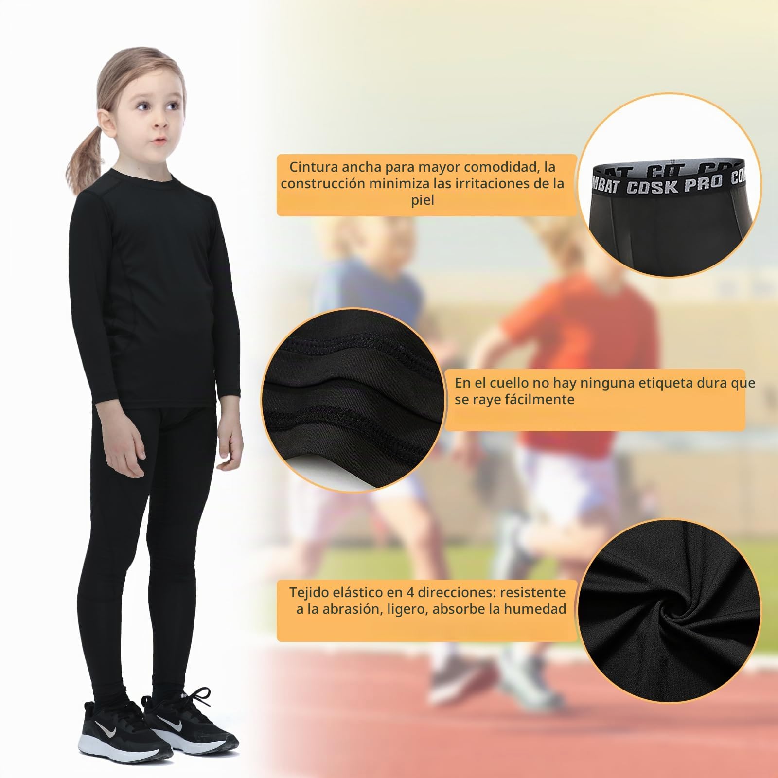 Leeboom Ropa Interior Térmica para Niños Deportes Transpirable Esquí Correr