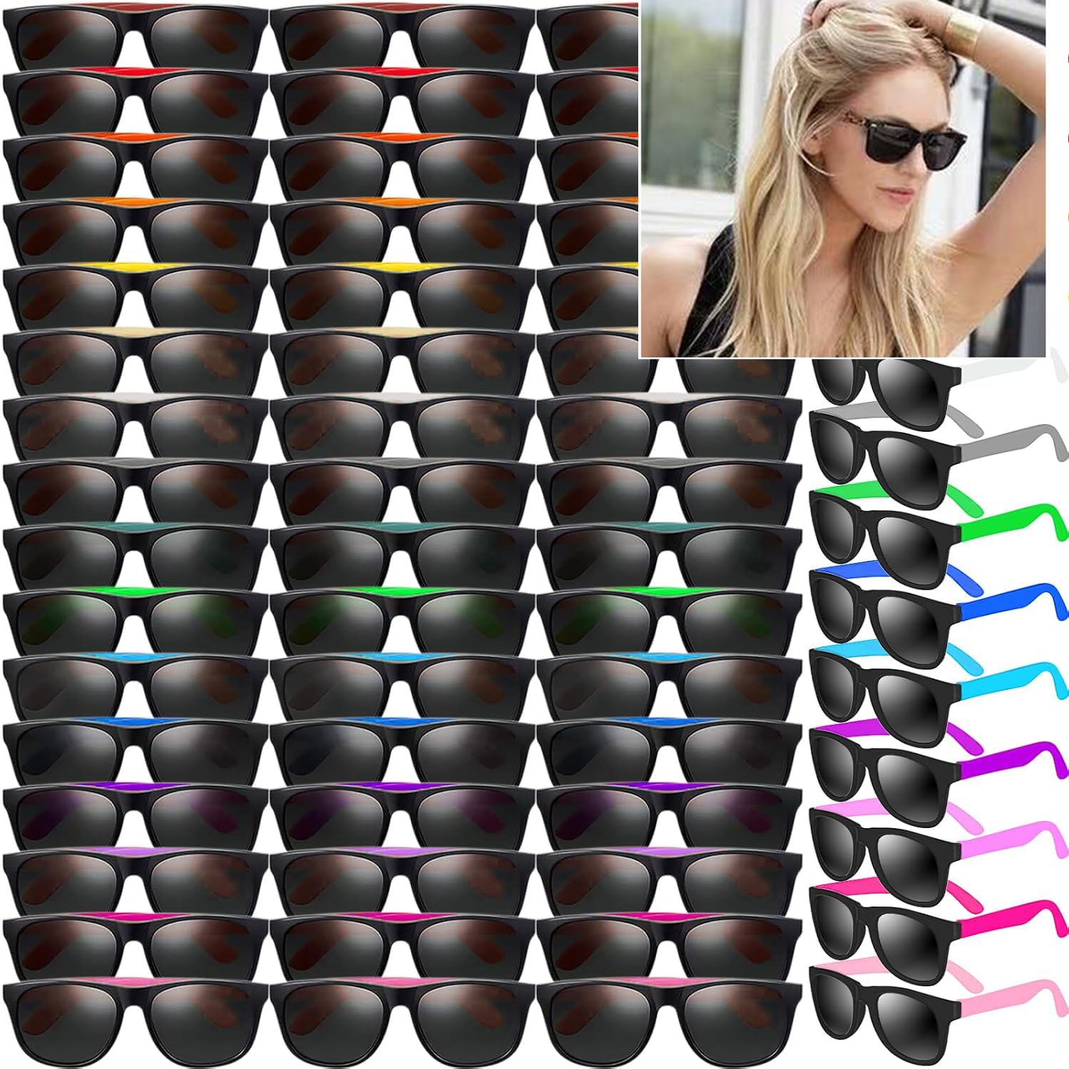 96 Stück Neon Sonnenbrille Party Bevorzugungen Bulk, 16 Farben Neon 80'er Stil bunte Neuheit Sonnenbrille Partygeschenke, Geschenktütenfüller (96 Stück Neon Sonnenbrille-16-Farben)