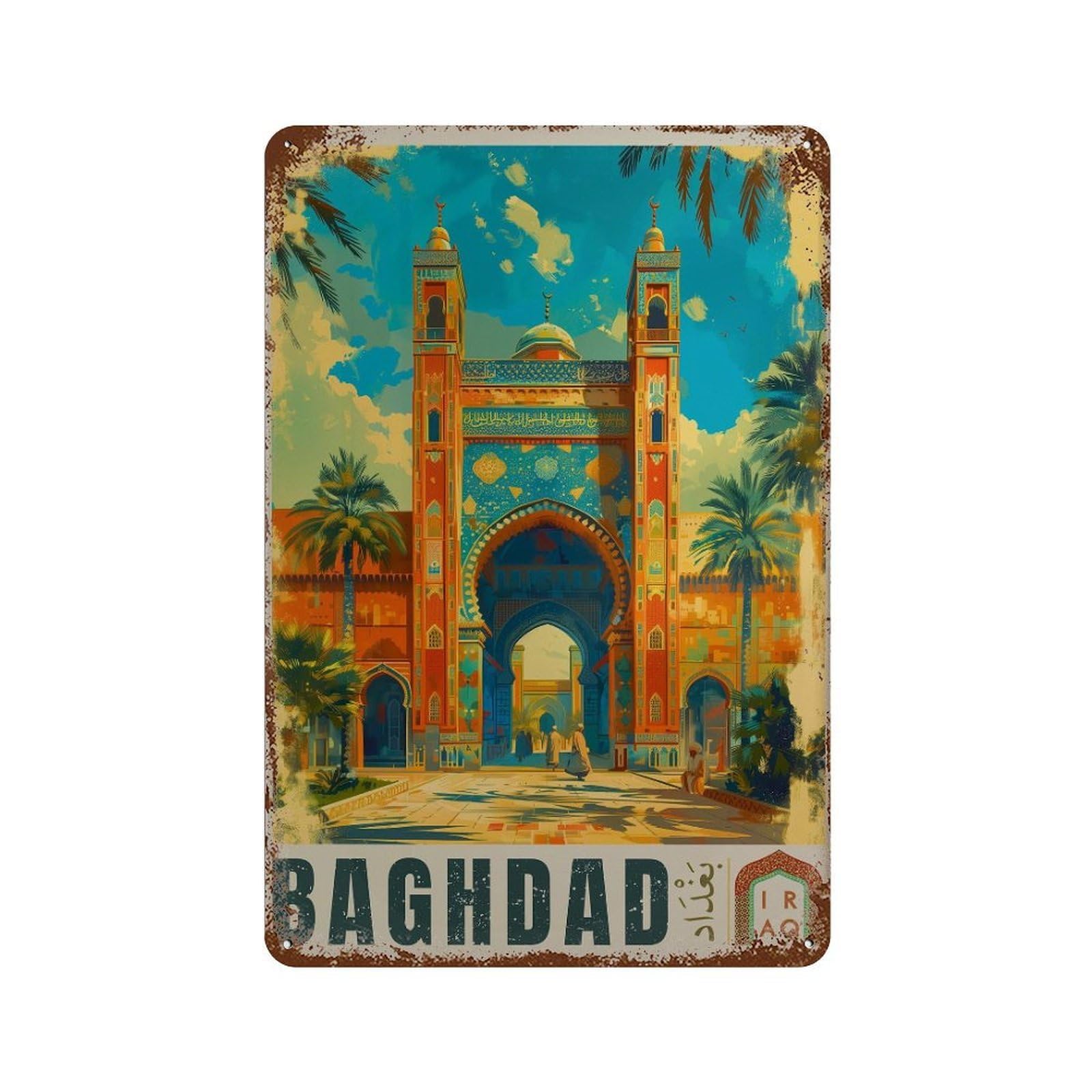 xiaoxiaoshen Baghdad Iraq Travel Middle East Wall Decor Art Metal Tin Poster Modern Home Decor Art Home Bar Shop Decorations Vintage Sign 30x20cm