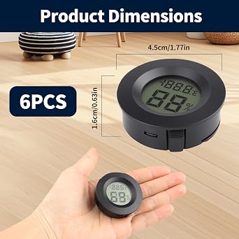 6 Pack Mini Hygrometer Thermometer, Digital Humidity Meter