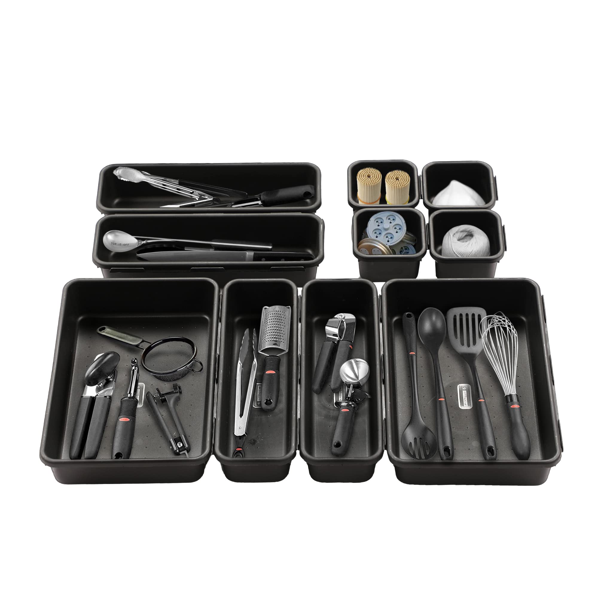 Cutting EDGE Interlocking Drawer Organizer (Set of 10, Black)