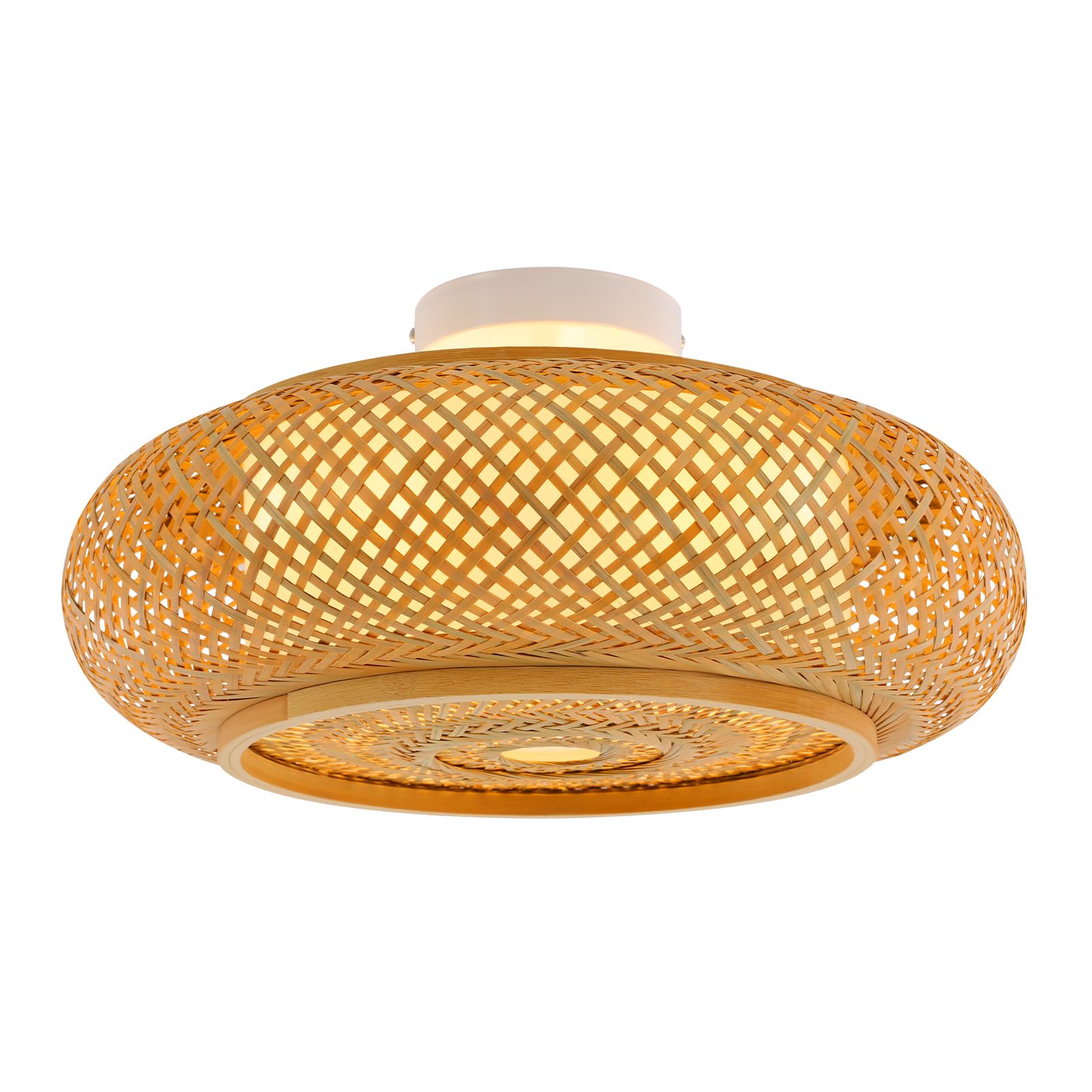 njyWLKSW Boho Rattan Ceiling Light Fixture, Rattan Chandelier Lighting Fixture, Hand Woven Ceiling Light Fixtures for Hallway Bedroom Kitchen Entryway Living Room