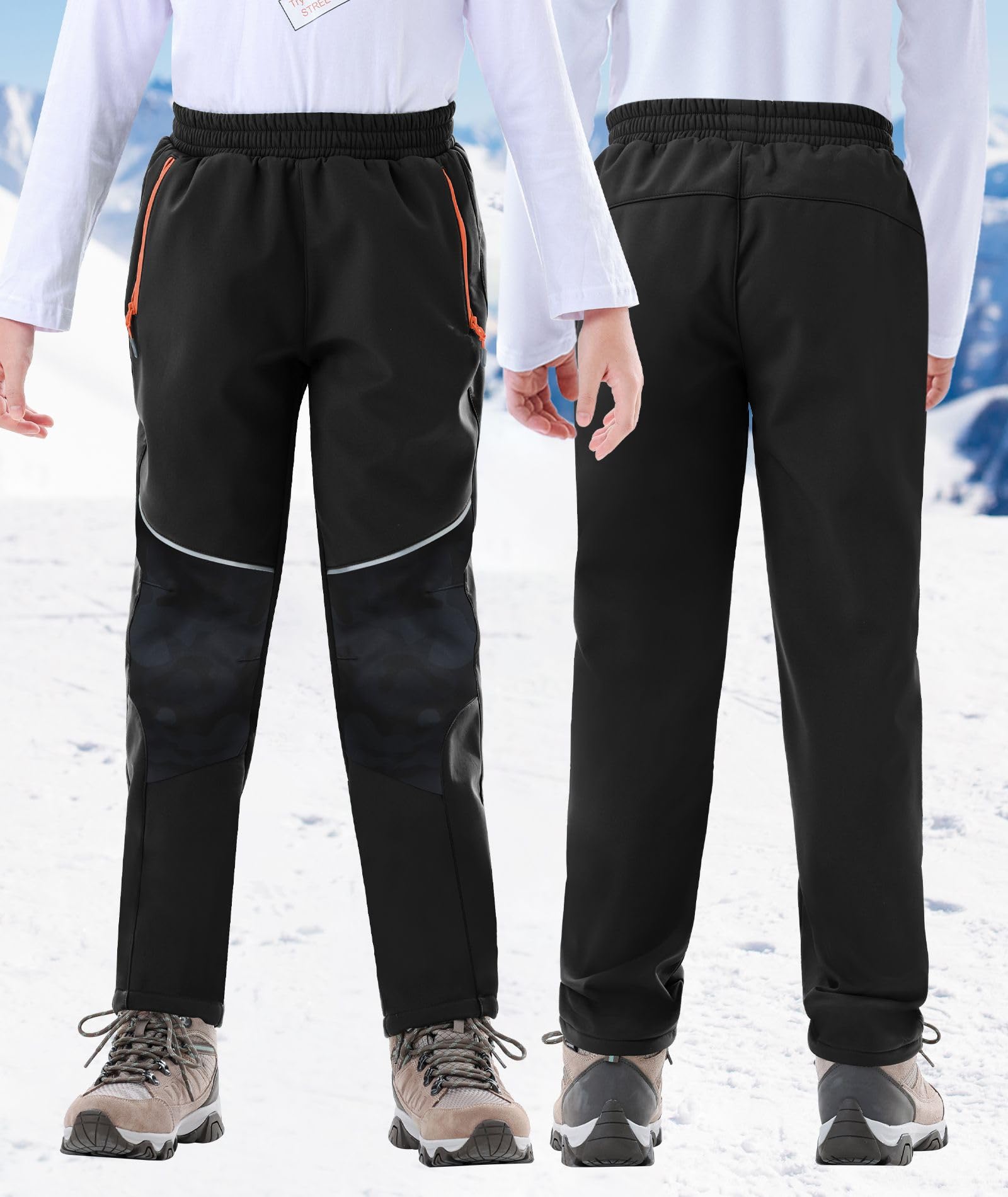 Zoofly Pantalon de Ski Enfant Imperméable Softshell Doublé Polaire Chaude