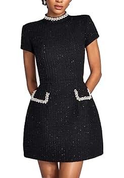birthdaybash【SUMMER TWEED I LINE DRESS】 TWEED COVERED BUTTON MIDI DRESS - BIRTHDAY BASH