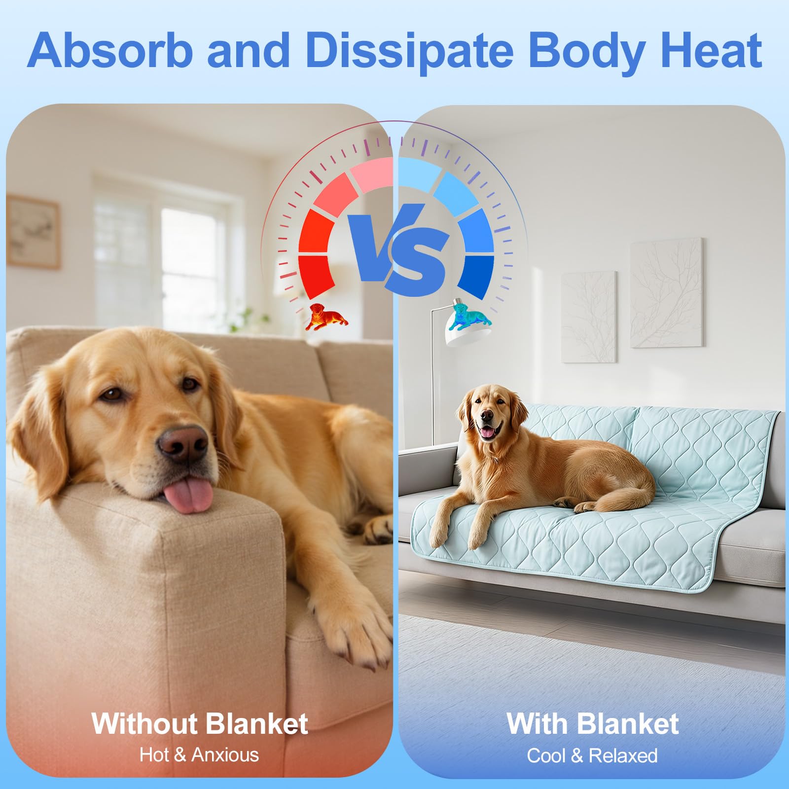 Manta Refrescante para Perros Q-MAX > 0,4, Manta Ligero Lavable para Mascotas, Multitamaño Autorrefrigerante para Gatos, Cama de Verano para Personas Calurosas, 94 × 120 cm, XL, Azul