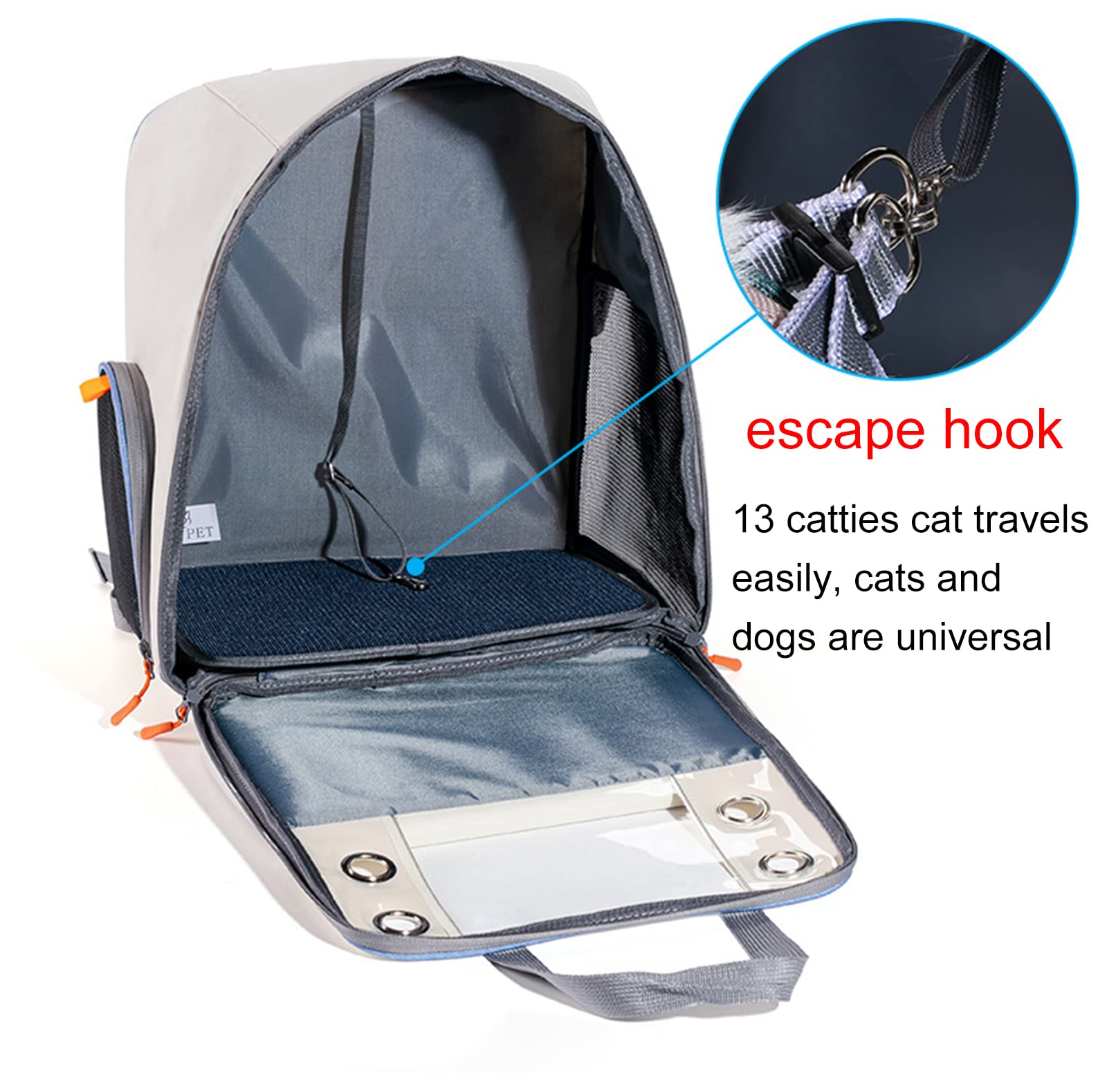 FAXIOAWA Cat Carrier Backpack, Foldable Pet Backpack Carrier for Cats and Small Dogs, Breathable Dog Carrier Backpack with Inner Safety Leash, Ideal for Hiking Traveling Outdoor Use