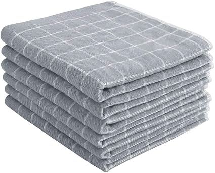 Amazon Uxcell キッチンクロス ぞうきん 綿100 チェック柄 台拭き 6枚セット ふきん おしぼり 食器 キッチン 雑巾 吸水 家庭用 台ふきん 洗車 お掃除 手拭きタオル キッチンタオル グレー Uxcell キッチンクロス